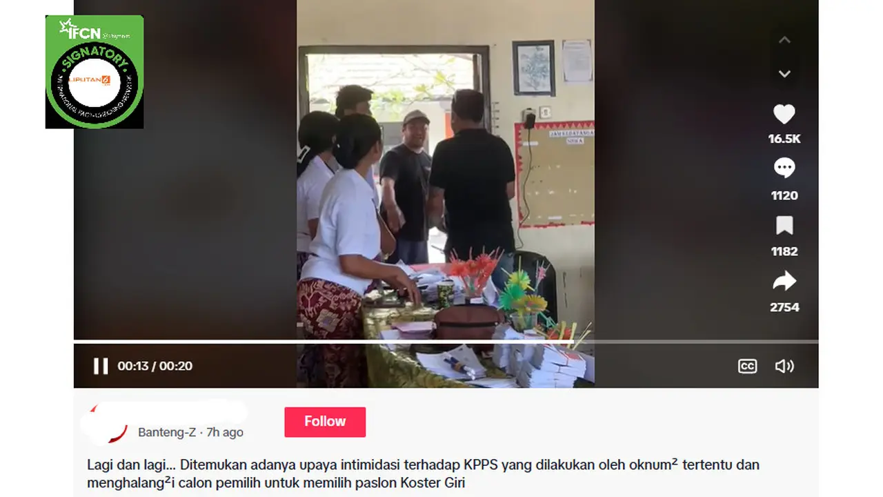 Tangkapan layar klaim video pemilih Paslon Koster-Giri di Bali dihalangi