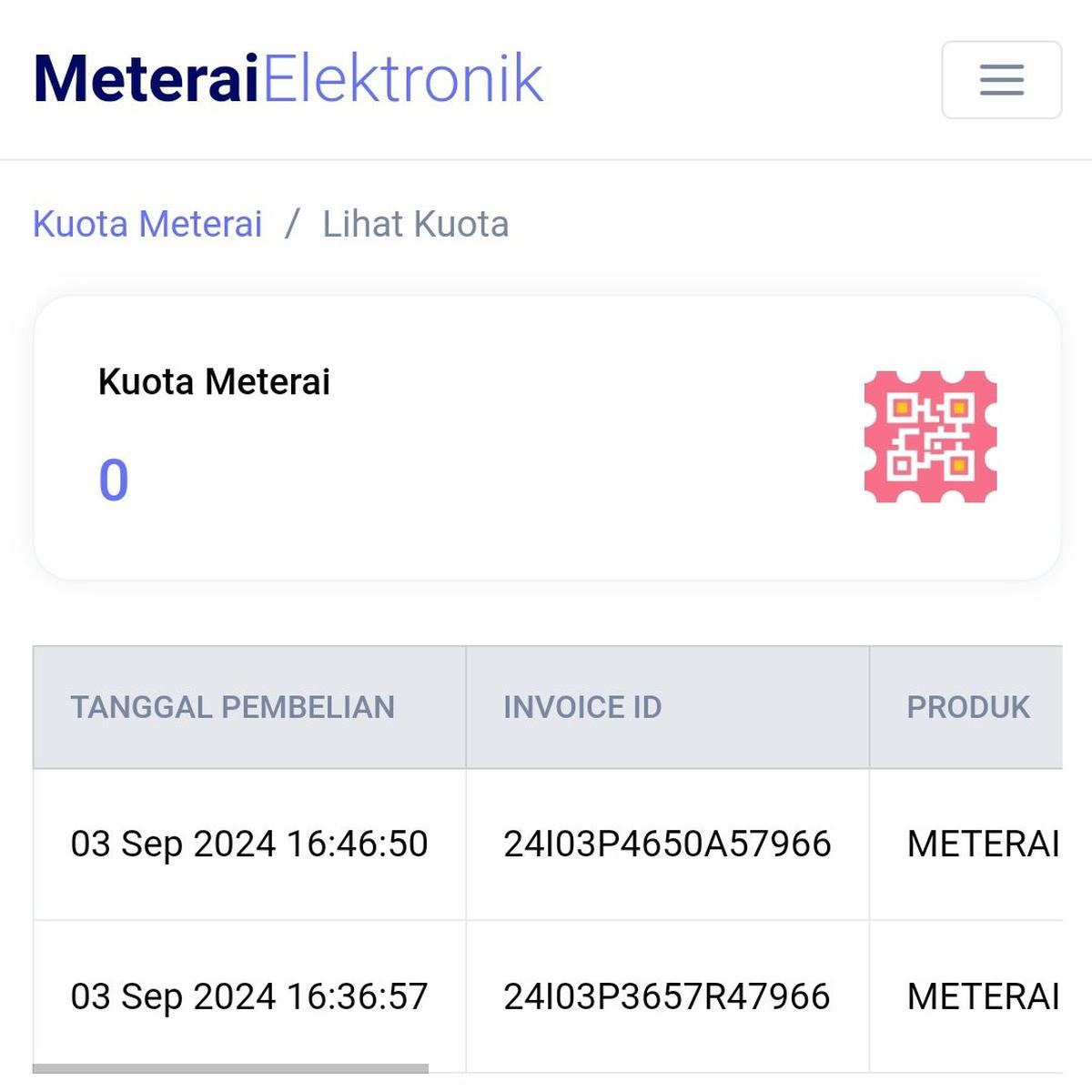 stok e-materai kosong