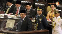 Dalam pidatonya, SBY menegaskan tentang kedaulatan NKRI dan harapan Pemilu 2014 bisa berlangsung lancar dan damai (Liputan6.com/ Andrian M Tunay)