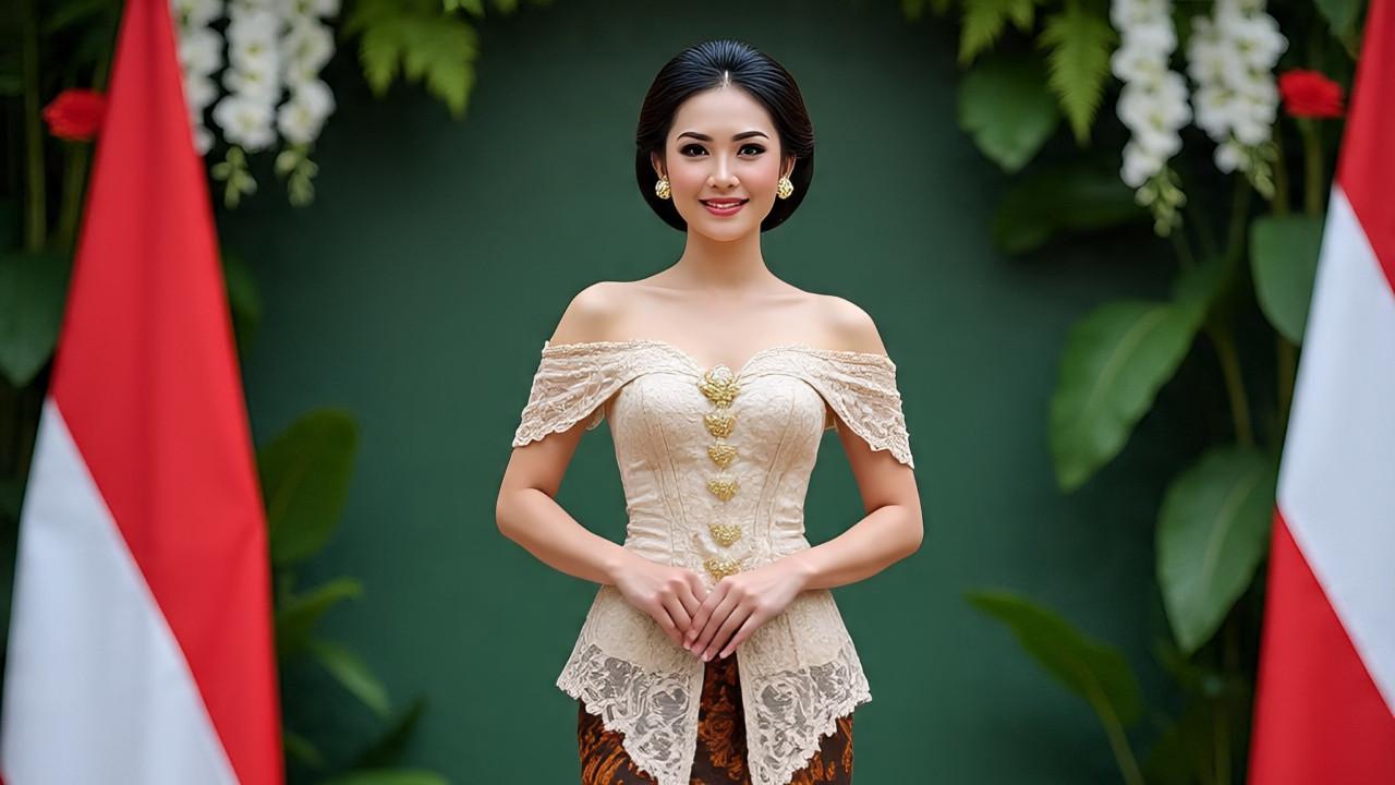 Ilustrasi Model Kebaya Sabrina Kancing Depan
