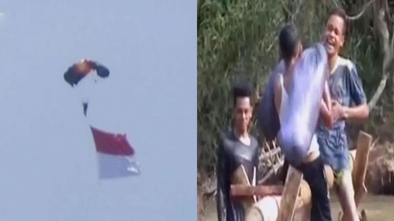 Atraksi Terjun Payung Diwarnai Insiden hingga Perang Bantal