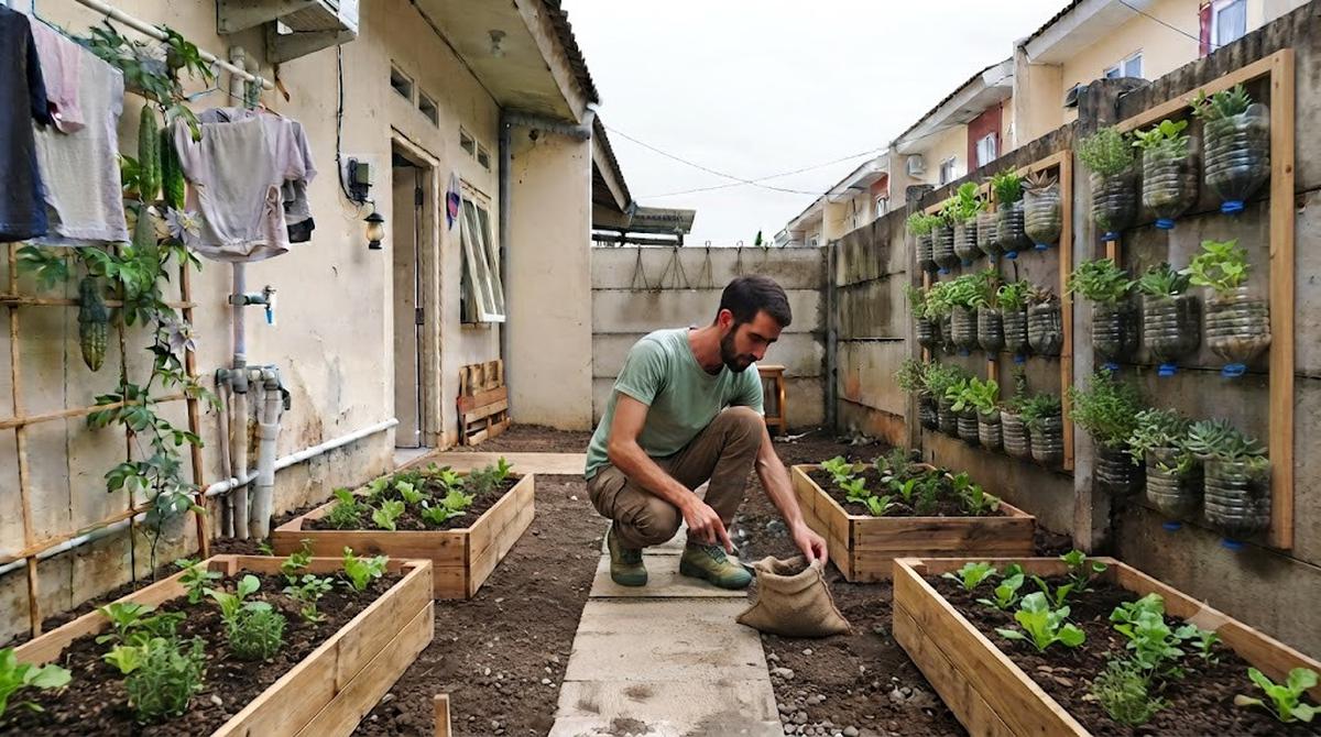 Menata Halaman Belakang Rumah Subsidi Jadi Kebun Sayur
