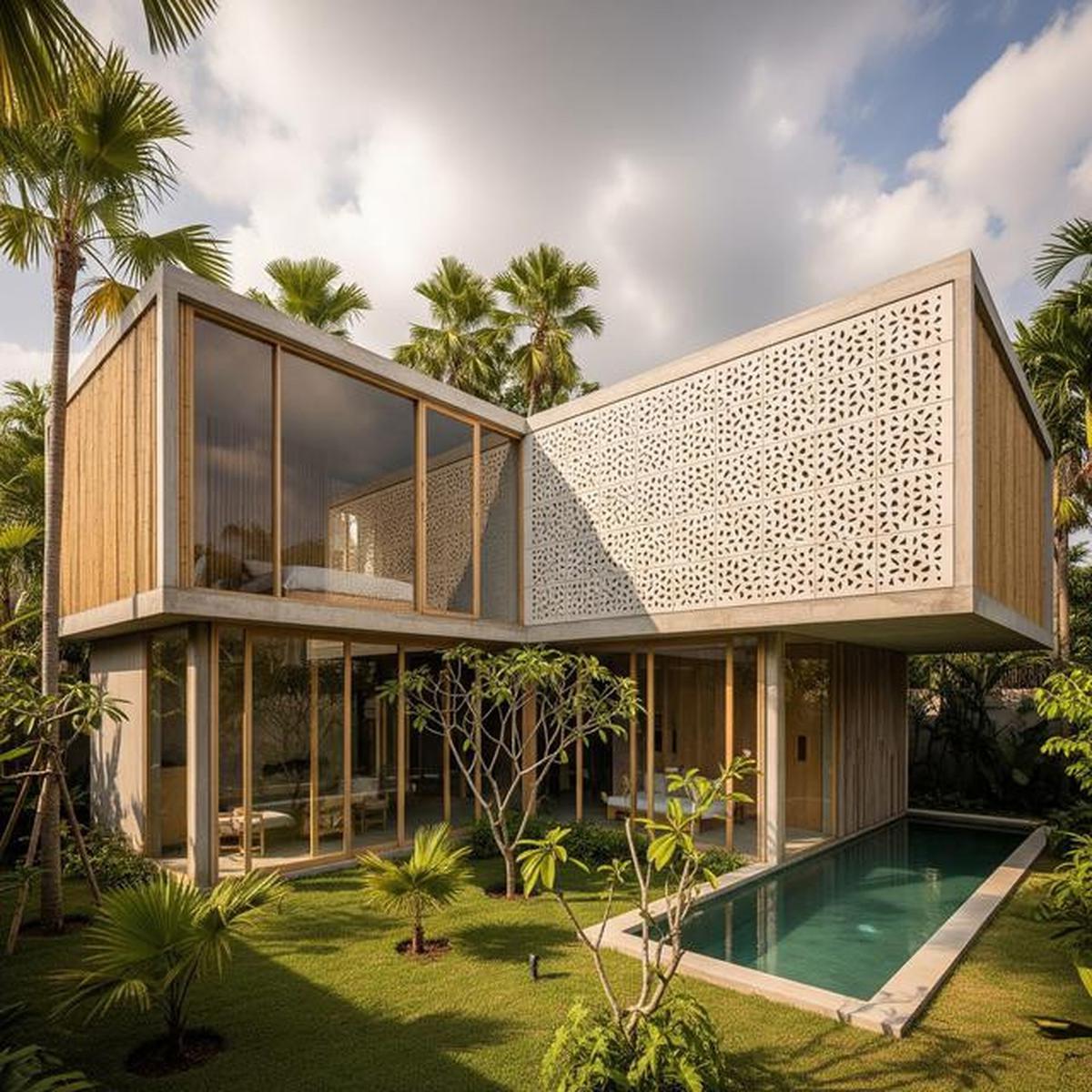 7 Gambar Rumah Minimalis Bentuk L Tampak Depan dengan Sentuhan Modern Tropis di 2025