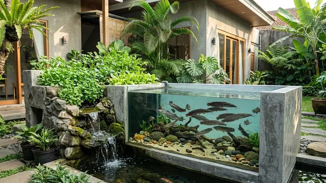 Kolam Ikan Lele dengan Tanaman Sayuran