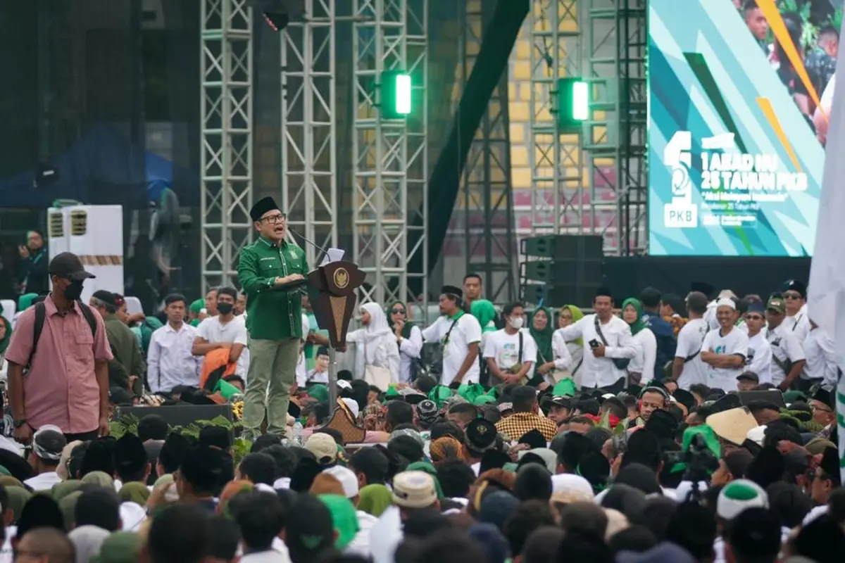 Ketua Umum PKB Muhaimin Iskandar atau Cak Imin dalam Harlah ke-25 PKB.