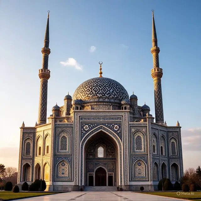 Ilustrasi Masjid Modern (Created by Meta AI)