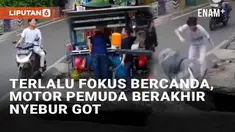 Setiap pengendara dituntut fokus saat menunggangi kendaraannya masing-masing. Jangan sampai pengendara alami kerugian materiil gara-gara bercanda seperti pemuda bermotor yang viral ini. Awalnya ia tampak bercanda dengan pedagang kaki lima di tepi jal...