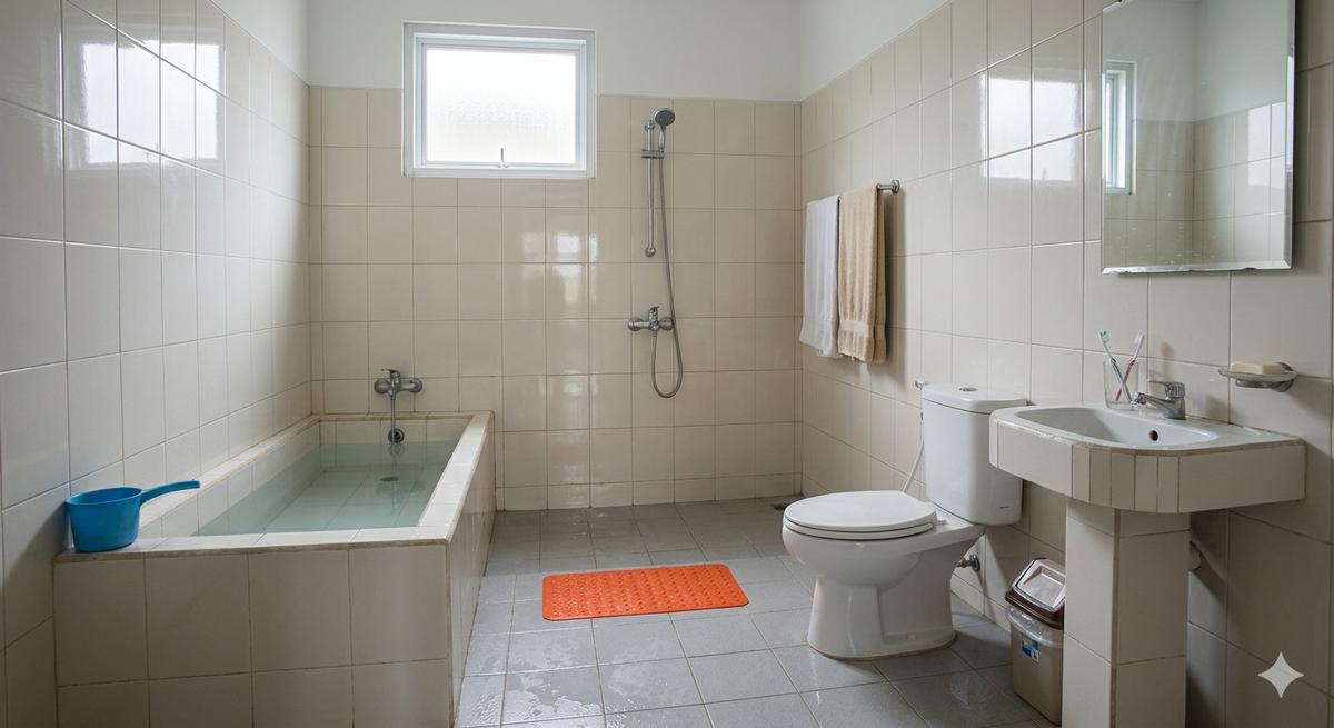 Keramik Kamar Mandi yang Mudah Dibersihkan (Foto: Gemini AI)