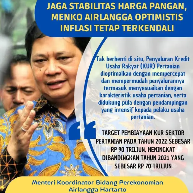 Menteri Koordinator Bidang Perekonomian Airlangga Hartarto menyebutkan harga komoditas pangan sudah relatif stabil. (Dok Kemenko Perekonomian)