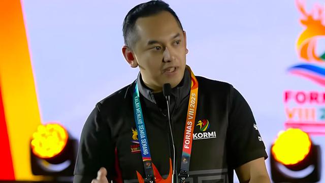 Ketua Panitia Penyelenggara FORNAS VIII, Ibnu Sulistyo Riza Pradipto saat menyampaikan laporan penyelenggaraan acara. (Istimewa)