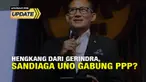 Minggu, 23 April 2023 Sandiaga Uno pamit dari Gerindra. Hal ini disampaikan usai bertemu Ketua Harian Partai Gerindra, Sufmi Dasco. Namun, Menparekraf, Sandiaga Uno mengaku tidak mau terburu-buru bergabung di partai baru.