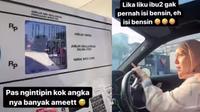 Tya Ariestya isi bensin mobil (Instagram/@tya_ariestya)
