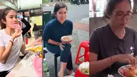 Meski dikenal salah satu artis yang kaya raya, Ussy Sulistiawaty juga gemar kuliner kaki lima di pinggir jalan. Berikut potret istri Andhika Pratama santai menikmati makanan pinggir jalan. Bahkan, ada momen menunggu pedagangnya buka warung. [Youtube/Ussy Andhika Official]