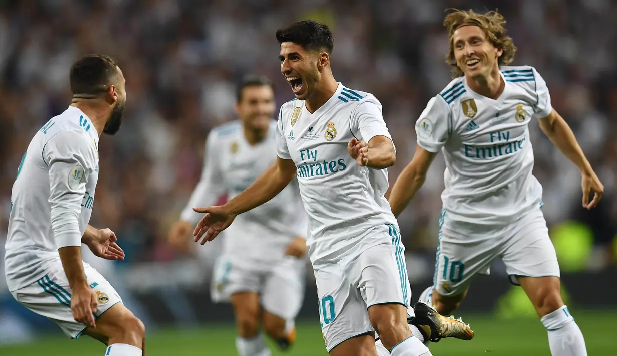 Semakin matangnya permainan Asensio membuat Real Madrid menaikan klausul pelepasan Marco Asensio mencapai 500 Juta Euro atau setara Rp 7,85 triliun. Hal itu dilakukan untuk memastikan sang pemain bertahan di Santiago Bernabeu. (AFP/Gabriel Bouys)