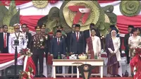 Presiden Joko Widodo (Jokowi) menjadi inspektur upacara saat Hari Ulang Tahun (HUT) Bhayangkara yang ke-77 di Stadion Utama Gelora Bung Karno (SUGBK) di Jakarta, Sabtu (1/7/2023) (Istimewa)