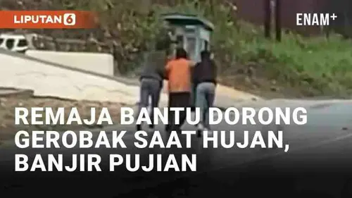 VIDEO: Dua Remaja Bantu Dorong Gerobak Bakso Saat Hujan, Banjir Pujian Warganet