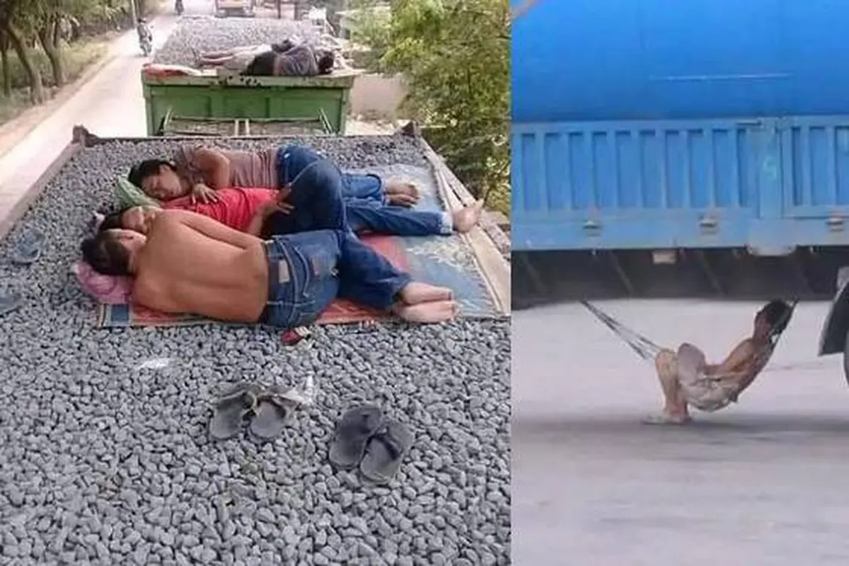 7 Potret Cara Sopir Truk Tidur dalam Perjalanan Ini Bikin Geleng Kepala