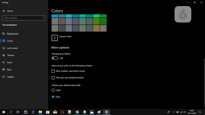 Efek Transparan pada Dark Mode di Windows 10. Liputan6.com/Mochamad Wahyu Hidayat