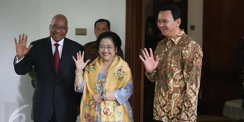 Ahok Dampingi Megawati menyambut kedatangan Presiden Afrika Selatan