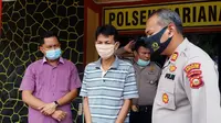 Mantan anggota polisi MA ditangkap tim Polsek Mariana Banyuasin, usai menganiaya tetangganya (Dok. Humas Polsek Mariana / Nefri Inge)