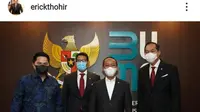 Menteri BUMN Erick Thohir mengunggah foto bersama dua sahabat karibnya, Menteri Pariwisata dan Ekonomi Kreatif Sandiaga Uno dan Menteri Perdagangan Muhammad Lutfi.