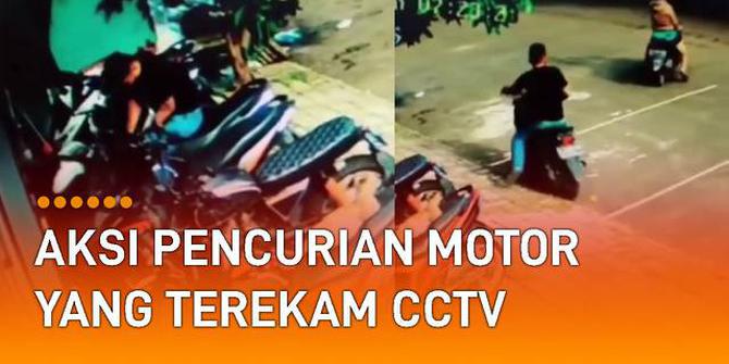 VIDEO: Terekam CCTV, Pria Curi Motor yang Terparkir di Kawasan Ruko