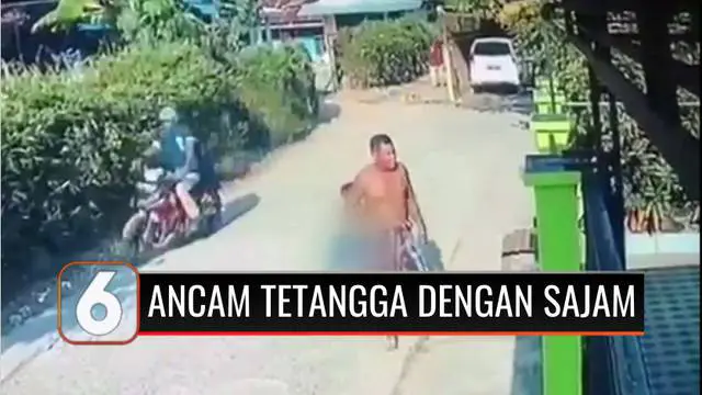 Lantaran kesal, seorang pria di Palembang melempari kotoran manusia dan ancam tetangga dengan menggunakan sebilah arit.