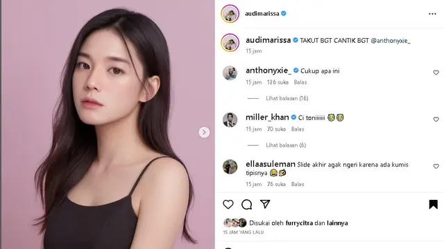 Anthony Xie coba Filter AI yang mengubah jadi seperti orang Korea (Foto: Instagram audimarissa)