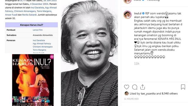 Inul Daratista berutang budi pada Arswendo Atmowiloto (Foto: Instagram/@inul.d)