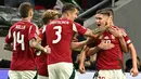 Tuan rumah Hungaria unggul lebih dulu pada menit ke-32 lewat gol Roland Sallai (kanan). (Attila KISBENEDEK/AFP)