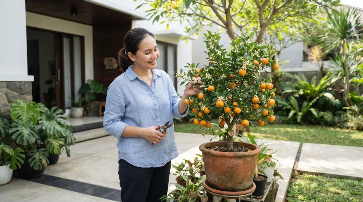 Membuat Tanaman Jeruk dalam Pot Cepat Mengeluarkan Bunga dan Buah