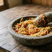Resep Sambal Mangga Muda Terasi yang Segar dan Pedas Mantap. (AI Generated)