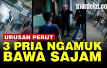 VIDEO: Duit Makan Telat Cair, Tiga Pria Bersajam Ngamuk di Pantai Tiska Lampung