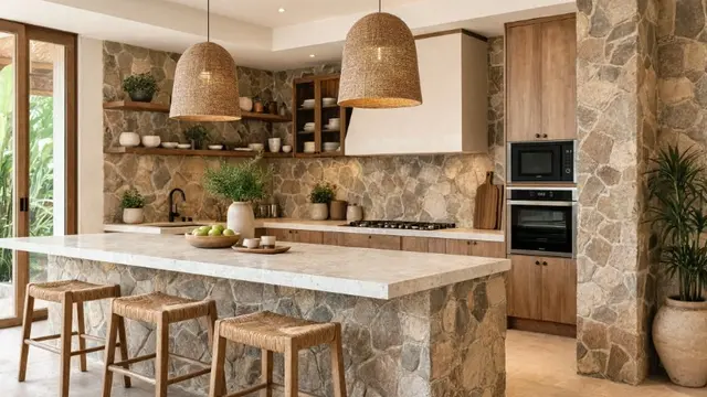 Inspirasi Dapur Pedesaan Bergaya Rustic yang Tetap Modern (AI Generated)