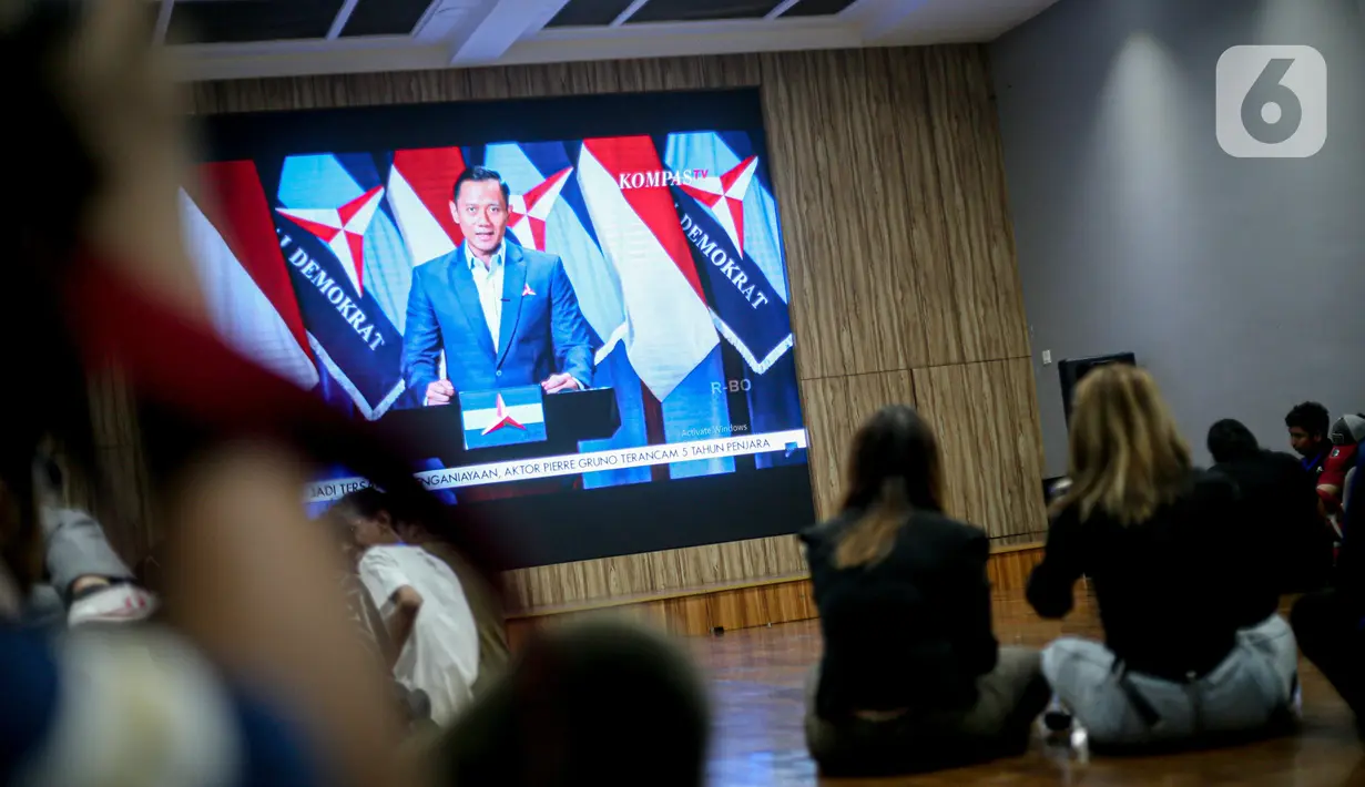 Dalam pidato tersebut, AHY menyampaikan pidato politik terkait 14 agenda perubahan dan perbaikan Partai Demokrat untuk Pemilu 2024. (Liputan6.com/Faizal Fanani)