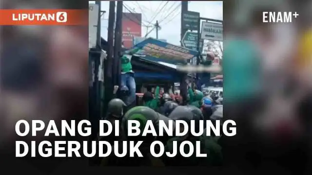 VIDEO: Cegat Taksi Online, Opang di Pasir Impun Bandung Digeruduk Ratusan Driver Ojol