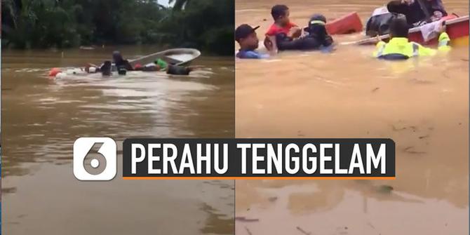 VIDEO: Detik-Detik Perahu Tenggelam Saat Evakuasi Banjir
