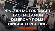 Aksi penyergapan dua terduga pelaku pencurian sepeda motor di Cikarang Selatan, Kabupaten Bekasi, terekam CCTV dan viral di media sosial. Salah satu pelaku sempat berusaha kabur saat disergap polisi di parkiran minimarket, tetapi berhasil diamankan setelah petugas dibantu warga sekitar.

Penangka...