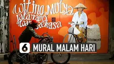 Mural-mural ini baru bisa dilihat secara keseluruhan pada malam hari.