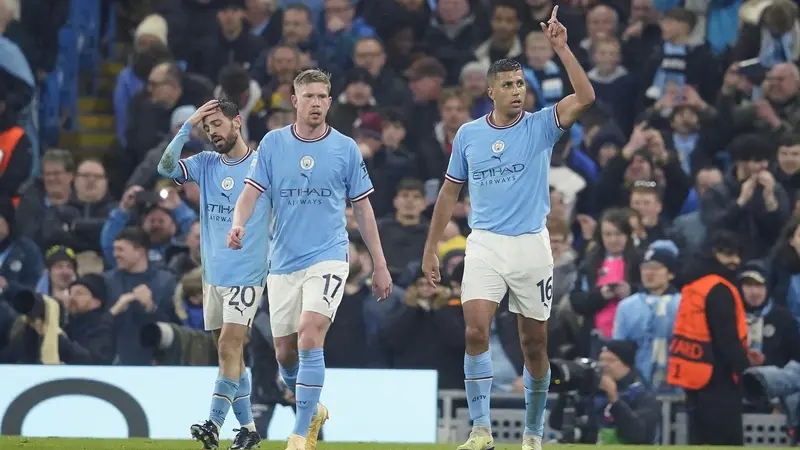 Foto: Manchester City Gasak Bayern Munchen di Leg Pertama Perempatfinal Liga Champions, Erling Haaland Kembali Cetak Rekor