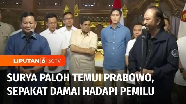 Ketua Umum Partai Nasdem, Surya Paloh menemui Ketua Umum Partai Gerindra Prabowo Subianto. Dalam pertemuan tersebut keduanya berkomitmen menghadapi Pemilu 2024 mendatang secara damai.