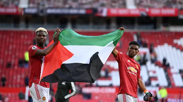 Pogba dan Diallo Kibarkan Bendera Palestina di Old Trafford