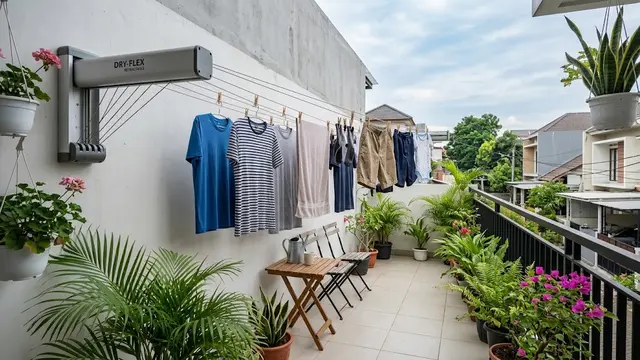 Inspirasi Teras Sempit dengan Area Jemuran/AI Generated