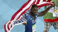 Sprinter Amerika Serikat, Justin Gatlin, mengaku tak masalah dengan cemoohan penonton saat dirinya merebut medali perak cabang atletik nomor 100m putra Olimpiade Rio de Janeiro 2016. (REUTERS/Carlos Barria)