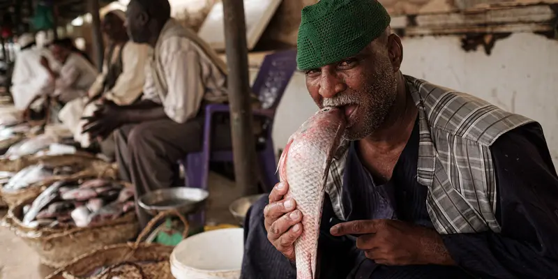 Begini Potret Pedagang Pasar Ikan di Sudan