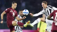 Pada pertengahan babak pertama, Torino mampu imbangi permainan bahkan beberapa kali mengancam daerah pertahanan Juventus. Akhirnya, skor kacamata bertahan hingga waktu turun minum. (LaPresse via AP/Spada)
