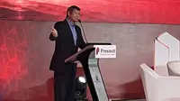 Utusan Khusus Presiden Bidang Iklim dan Energi Hashim Djojohadikusumo dalam acara Prasasti Indonesia Policy Forum 2026 di Jakarta, Selasa (13/10/2026).