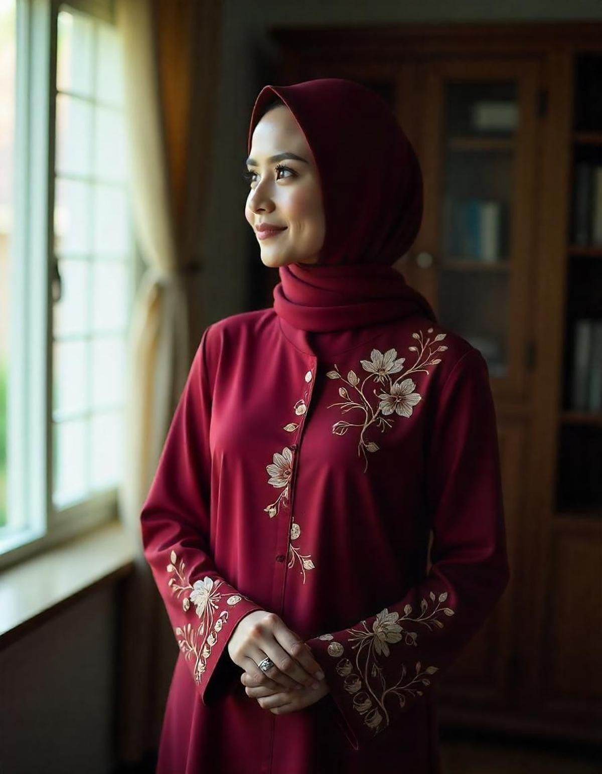 Baju Lebaran Warna Burgundy