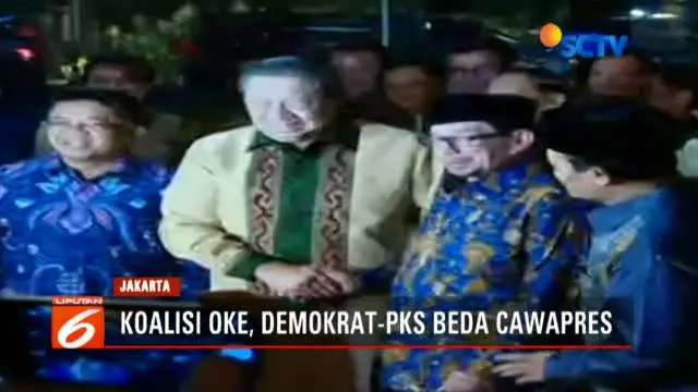 Demokrat dan PKS sepakat berkoalisi dan mendukung Prabowo Subianto sebagai capres, namun beda soal mengenai cawapres.