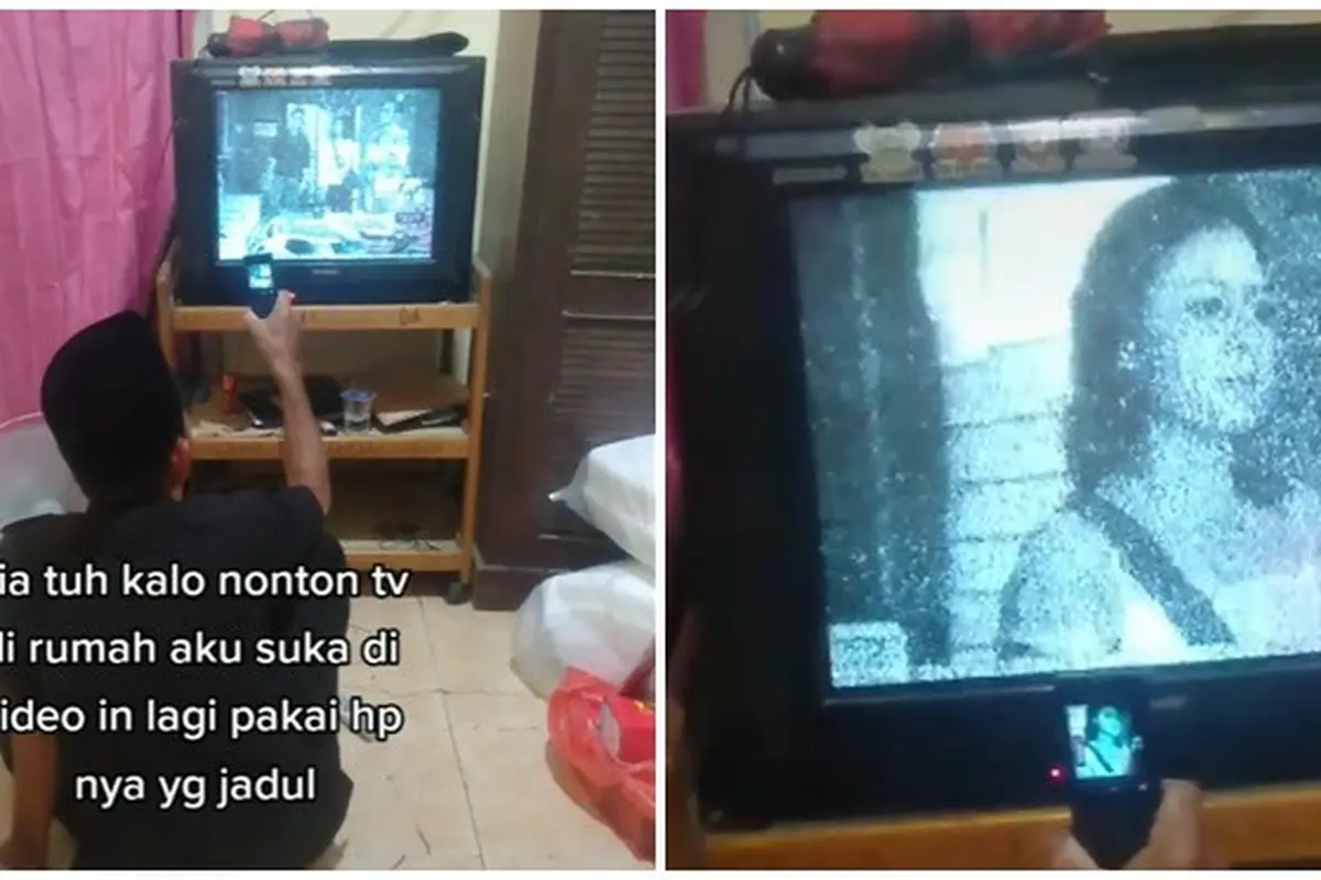 Abadikan Tayangan Televisi Pakai HP Jadul Saat Nonton, Alasannya Pria Ini Bikin Haru